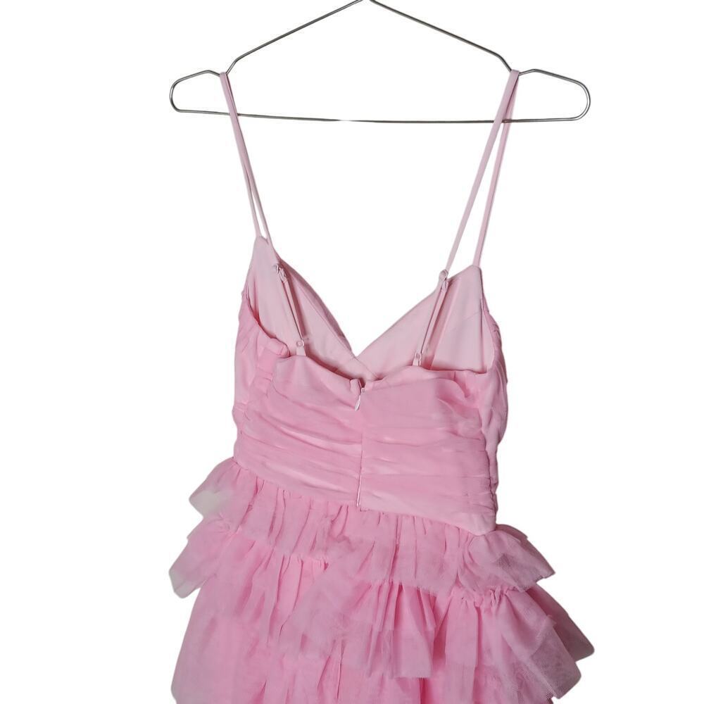 New without Tags Lulus Pink Tulle Pleated Sleeveless Tiered Mini Dress SZ XS - Picture 14 of 16